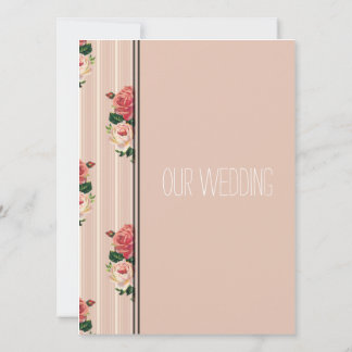 Pink floral stripes rose Christian, religious Invitation