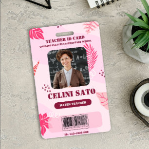 Pink Floral Style Homeschool ID Card Badge