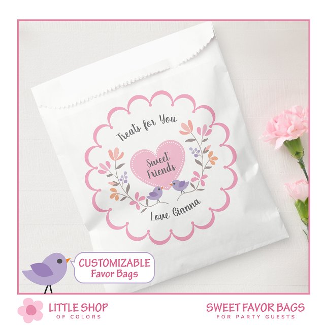 Pink Floral Sweet 16 Birthday Party Favour Bag (Creator Uploaded)