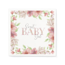 Pink Floral Sweet Baby Girl Paper Napkin