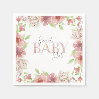 Pink Floral Sweet Baby Girl Paper Napkin