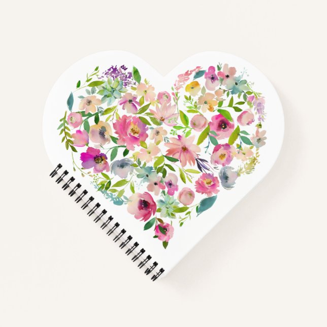 Pink Floral Sweet Heart Small Girls Love Notebook (Front)