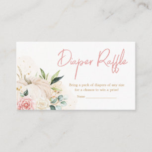 Pink Floral Sweet Little Pumpkin Diaper Raffle Enclosure Card