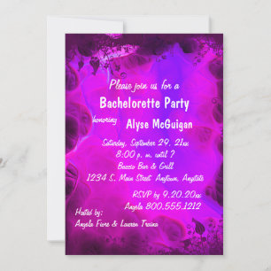 Pink Floral Swirl Bachelorette Party Invitation