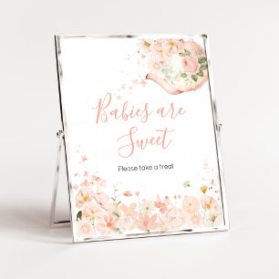 Pink Floral Tea for Two Babies are Sweet Poster