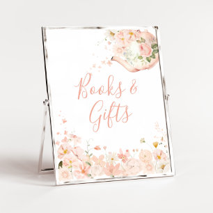 Pink Floral Tea for Two Baby Shower Books & Gifts Poster