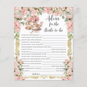 Pink Floral Tea Party Advice for Bride to Be Game