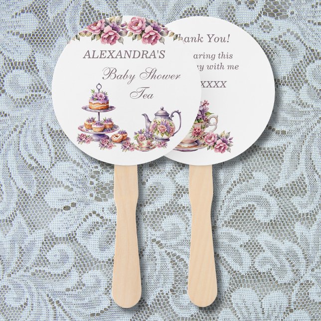Pink Floral Tea Party Baby Girl Shower Hand Fan (Creator Uploaded)