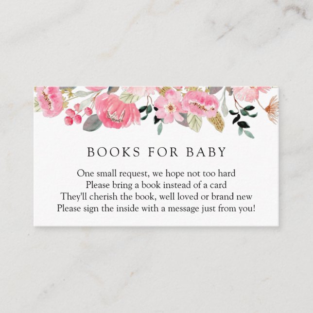 Pink Floral Tea Party Books for Baby Enclosure Card (Front)