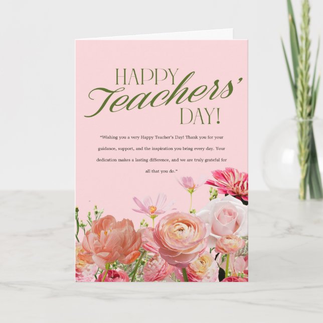 Pink Floral Teacher’s Day Card (Front)