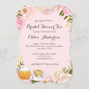 Pink Floral Teacup Bridal Shower Invitation