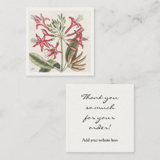 Pink Floral Thank You Business Card Packaging Card