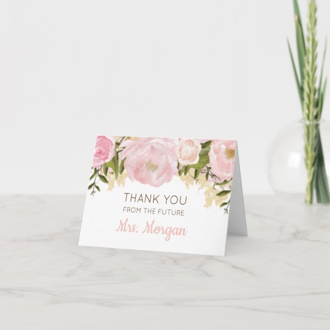 Pink Floral Thank You Card (Front)
