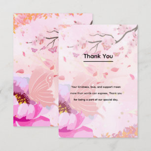 pink floral thank you card