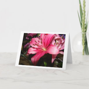 Pink Floral, Thank You Card