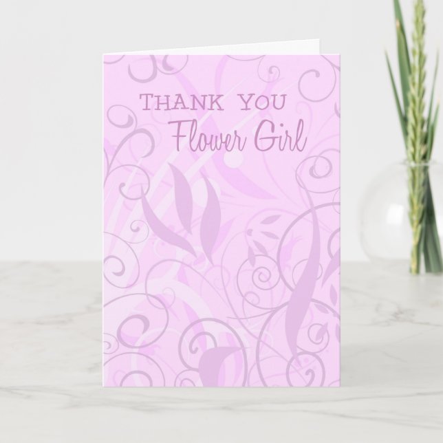 Pink Floral Thank You Flower Girl Card (Front)