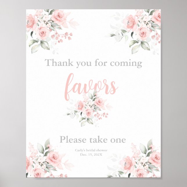 Pink floral thank you for coming poster  (Front)