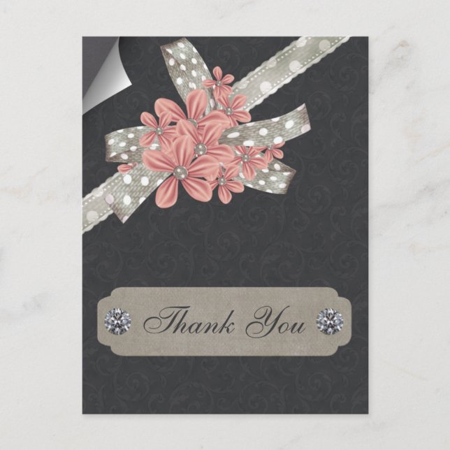 pink floral thank you postcard (Front)