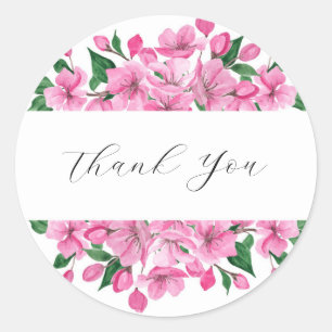 Pink Floral Thank You Sticker