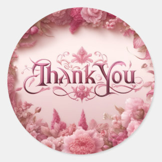 Pink floral Thank you sticker