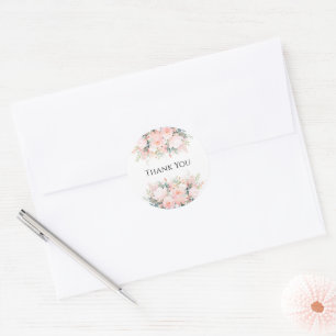 Pink Floral Thank You Stickers