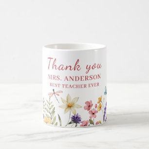 Pink Floral Thank You Teacher Mug