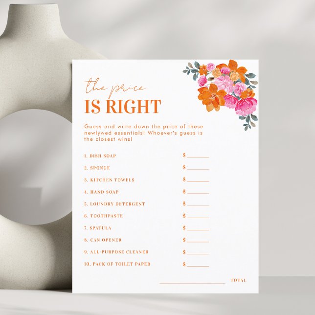 Pink Floral The Price is Right Bridal Shower Game (Creator Uploaded)