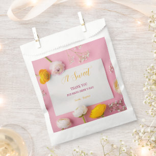 Pink Floral Theme Bridal Shower Favour Bag