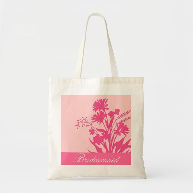 Pink floral theme custom bridesmaid souvenir bag (Front)