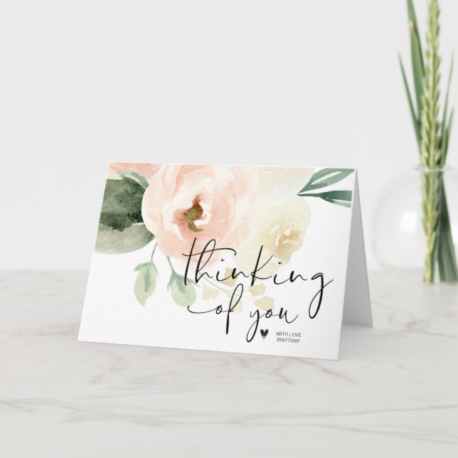 Pink Floral Thinking of You Encouragement Card (Front)