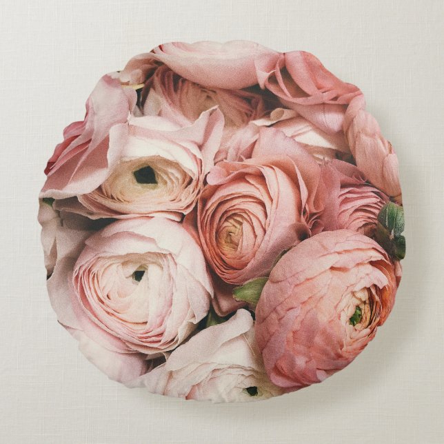 Pink Floral Throw Pillow (Front)