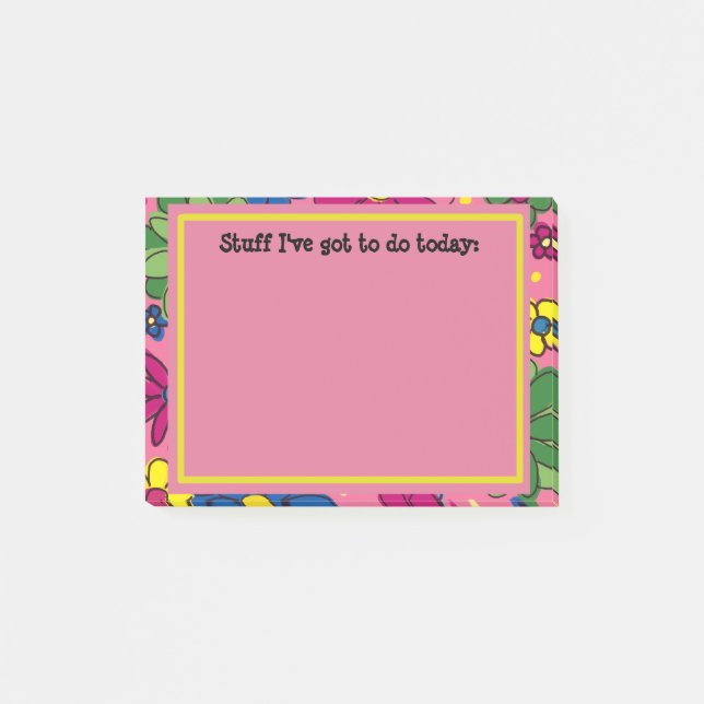 Pink Floral To Do List Personalised Post-it Notes (Front)