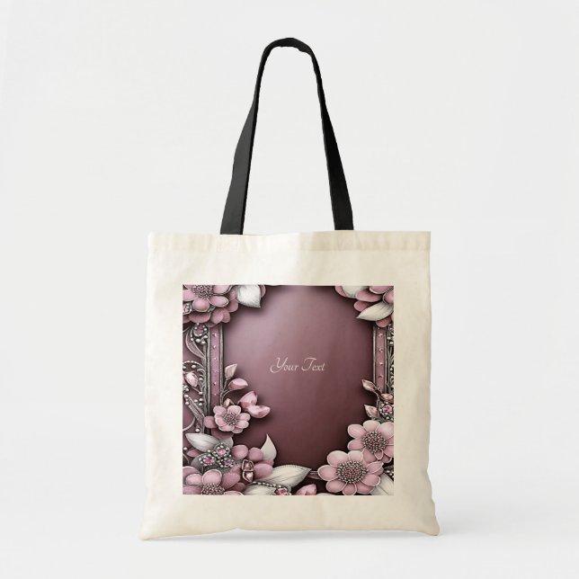 Pink Floral Tote Bag (Front)