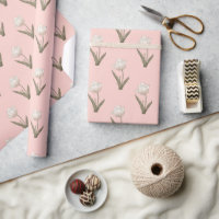 Pink Floral Tulips Hand Drawn Baby Shower