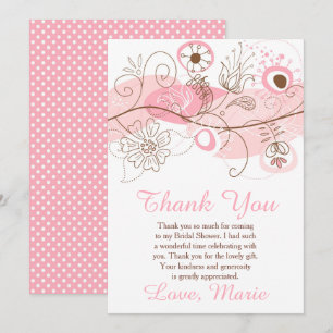 Pink Floral Twist Bridal Shower Thank You Card