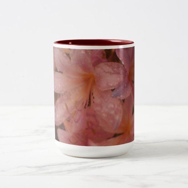 Pink Floral Two-Tone Coffee Mug (Center)