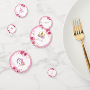 Pink Floral Unicorn Birthday Party Confetti