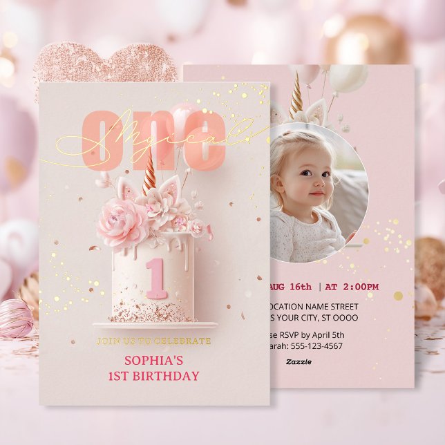 Pink Floral Unicorn Style First Birthday (Creator Uploaded)