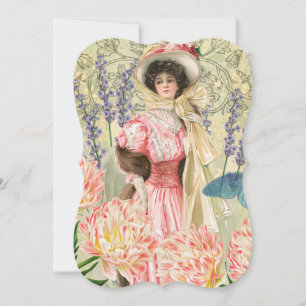 Pink Floral Victorian Woman Regency
