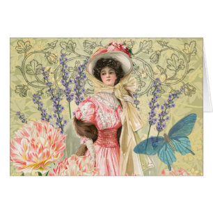 Pink Floral Victorian Woman Regency