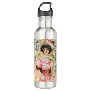Pink Floral Victorian Woman Regency 710 Ml Water Bottle