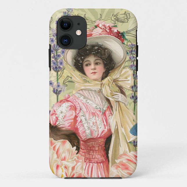 Pink Floral Victorian Woman Regency Case-Mate iPhone Case (Back)