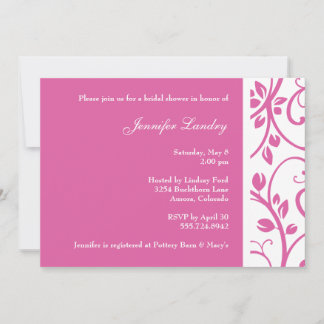 Pink Floral Vine Bridal Shower Invitation