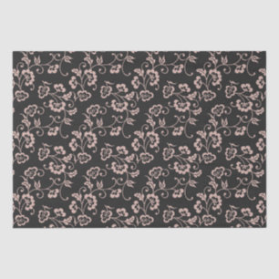 Pink Floral Vine Pattern on Dark Grey Tissue Paper