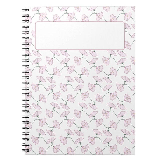 Pink Floral Vines Flowers Notes Notebook (Front)