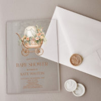 Pink Floral Vintage Baby Carriage Baby Shower
