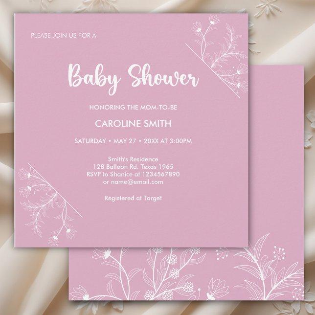 Pink Floral Vintage Baby Shower Invitation (Creator Uploaded)