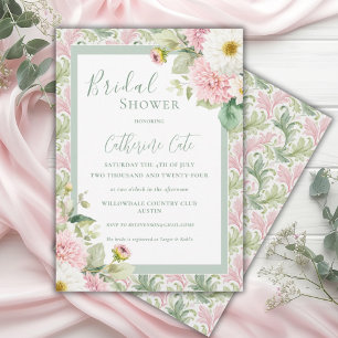 Pink Floral Vintage Bridal Shower Invitation