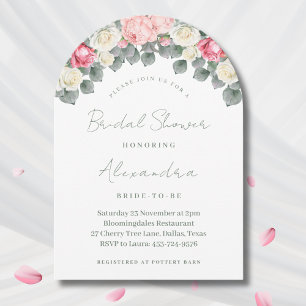 Pink Floral Vintage Garden Roses Bridal Shower Inv Invitation