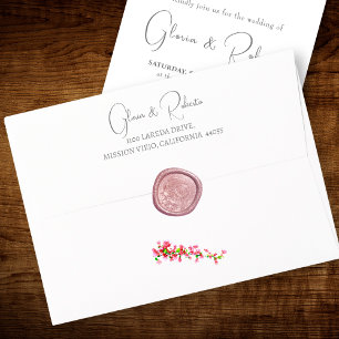 Pink Floral Vintage Mexican Wedding Luxury Envelope